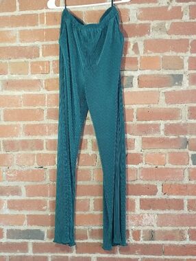 She + Sky Emerald Pleated Wide-Leg Jumpsuit Pants